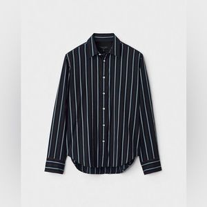 Men’s rag & bone Rove Cotton Stripe Shirt in Stripe/Navy Size M